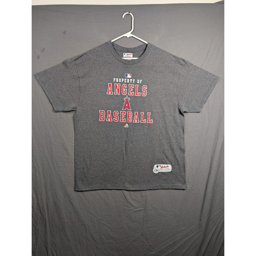 Majestic Los‎ Angeles Angels Baseball Property Of T-Shirt Mens XL Gray